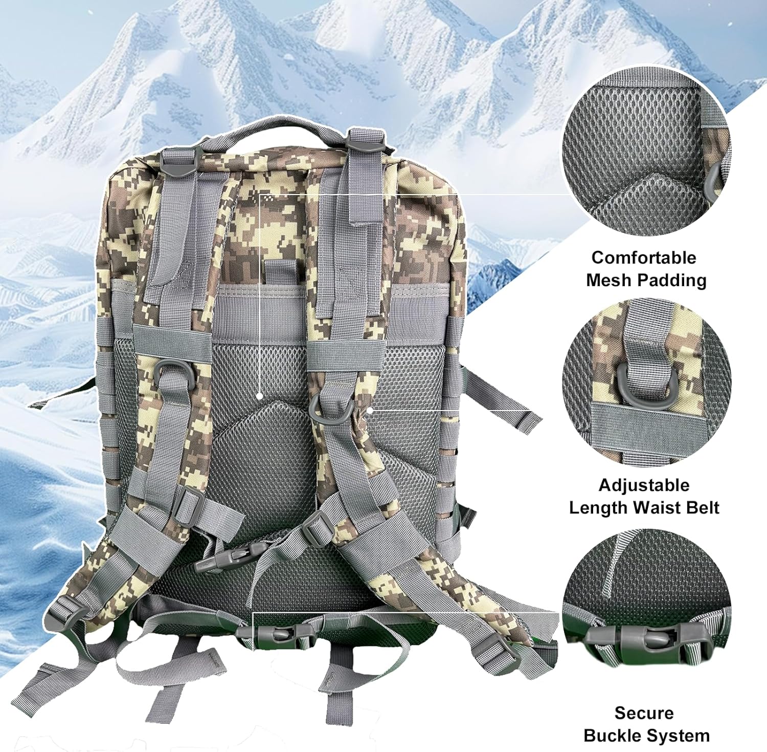 50L Military Tactical Backpack - Assault Pack for Men, Travel & Hiking