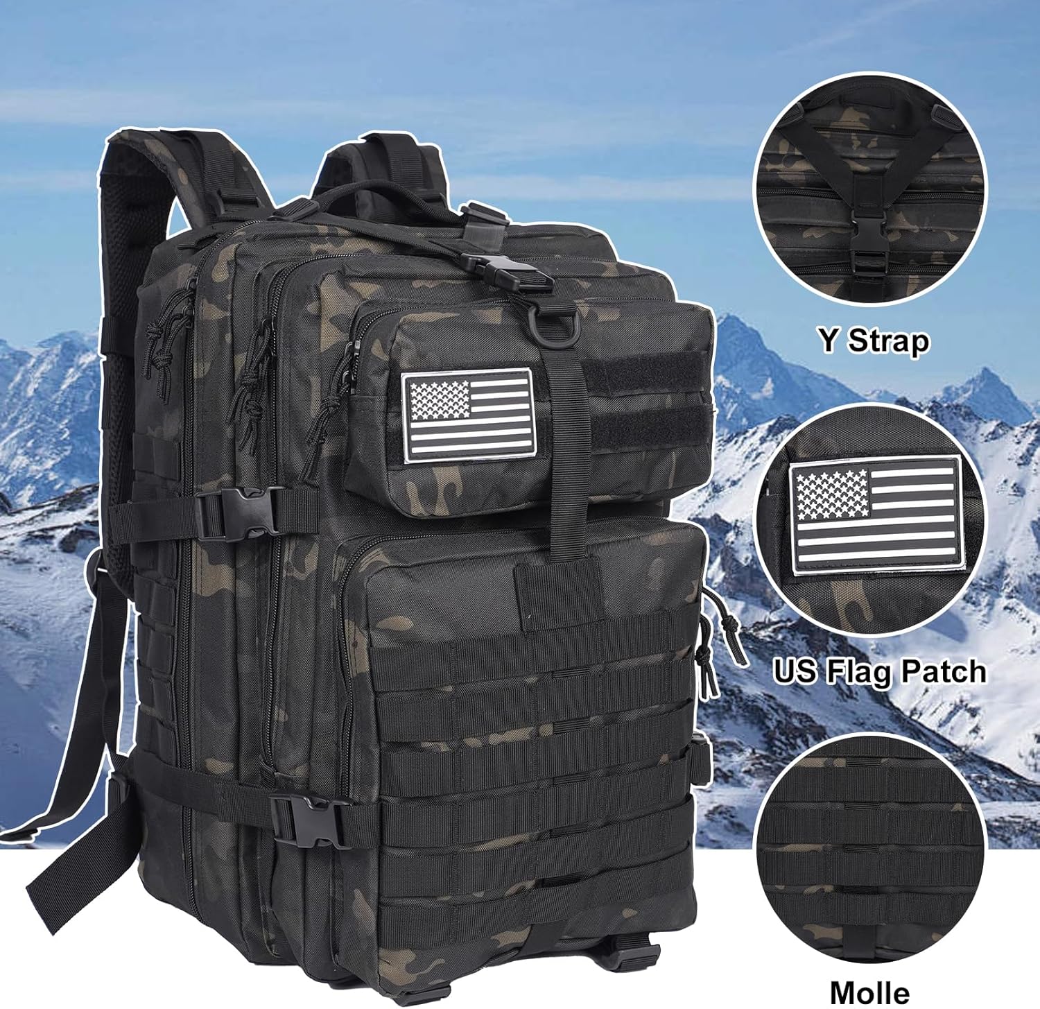 50L Military Tactical Backpack - Assault Pack for Men, Travel & Hiking