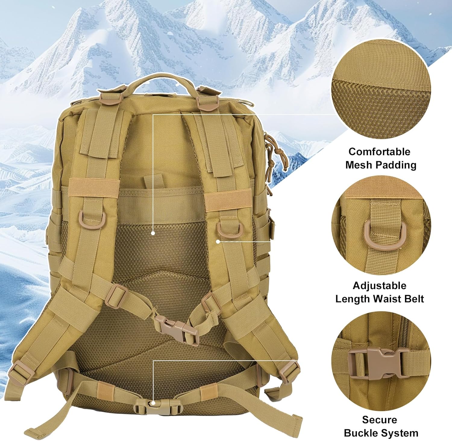 50L Military Tactical Backpack - Assault Pack for Men, Travel & Hiking