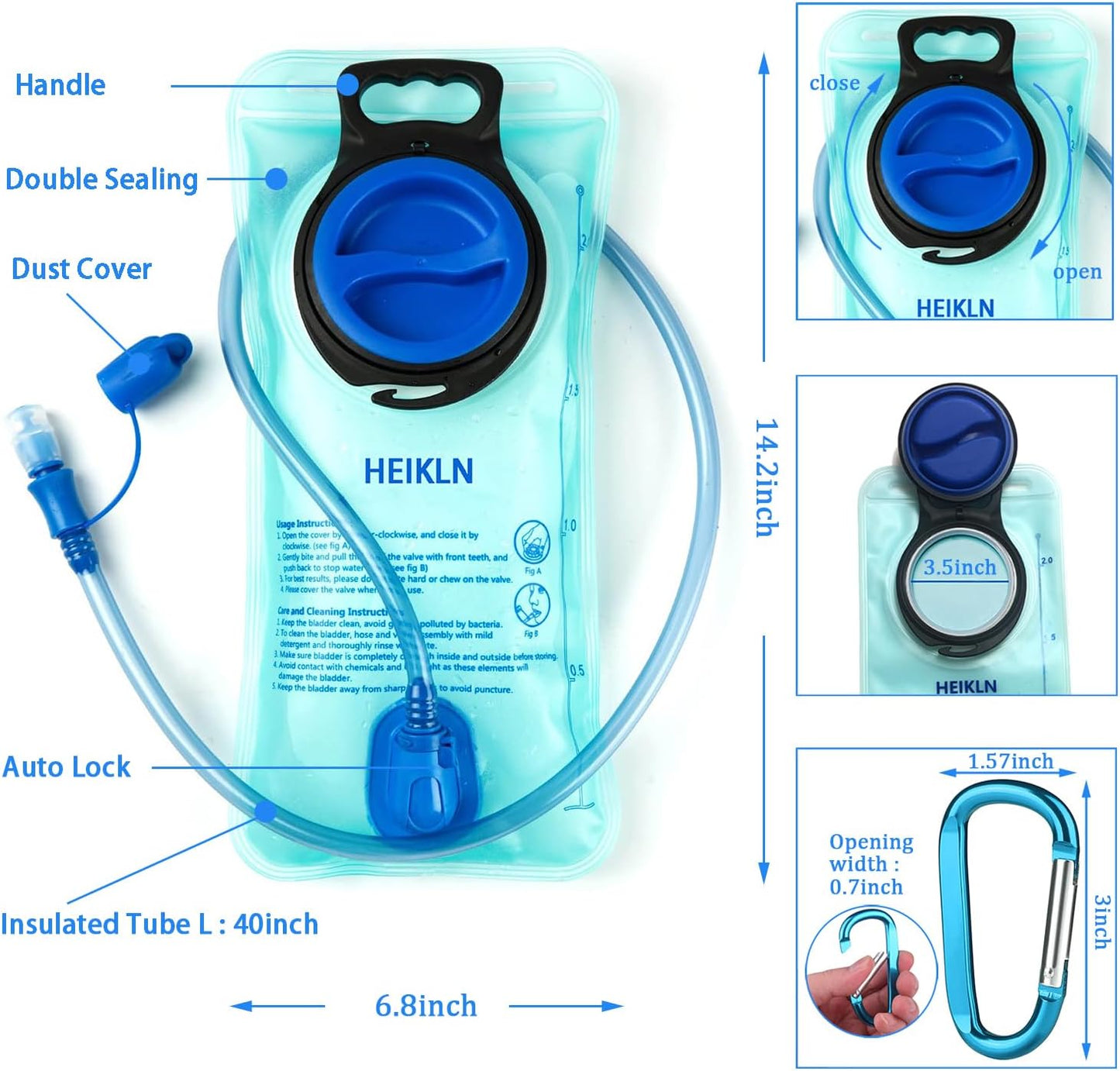 Leakproof 2L/3L Hydration Bladder - BPA Free Water Reservoir for Hiking & Running