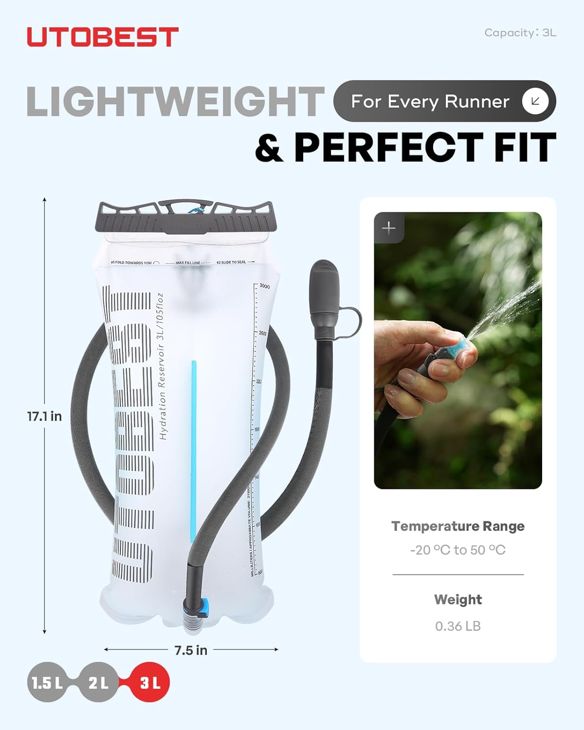 UTOBEST Hydration Bladder - Leakproof, BPA-Free, Wide Opening