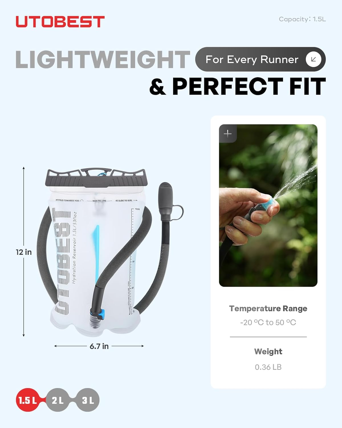 UTOBEST Hydration Bladder - Leakproof, BPA-Free, Wide Opening