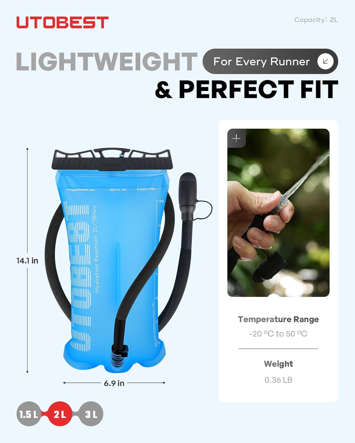 UTOBEST Hydration Bladder - Leakproof, BPA-Free, Wide Opening
