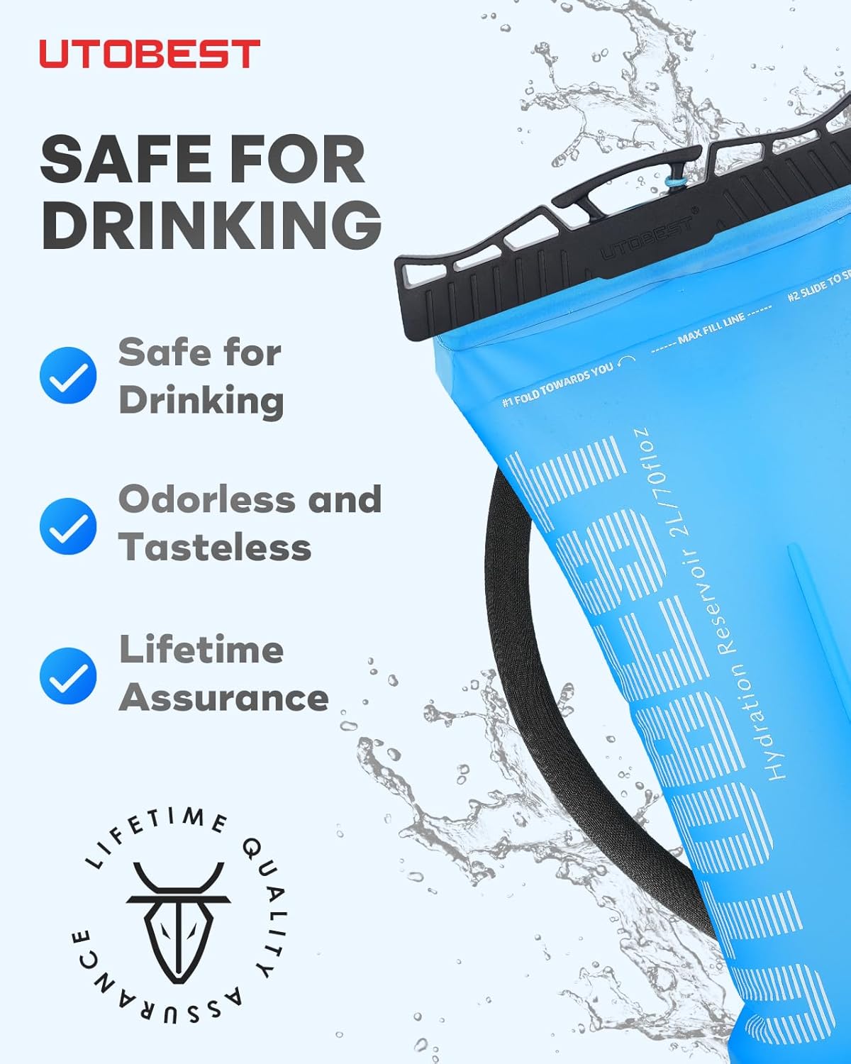 UTOBEST Hydration Bladder - Leakproof, BPA-Free, Wide Opening