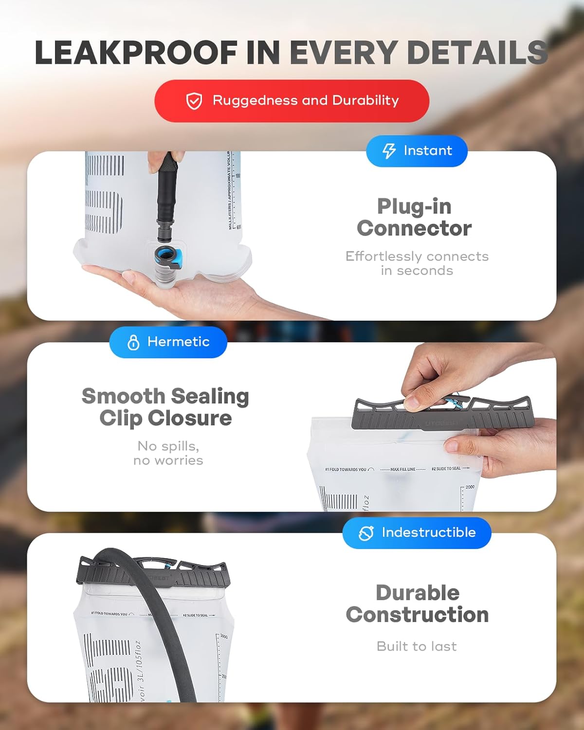 UTOBEST Hydration Bladder - Leakproof, BPA-Free, Wide Opening