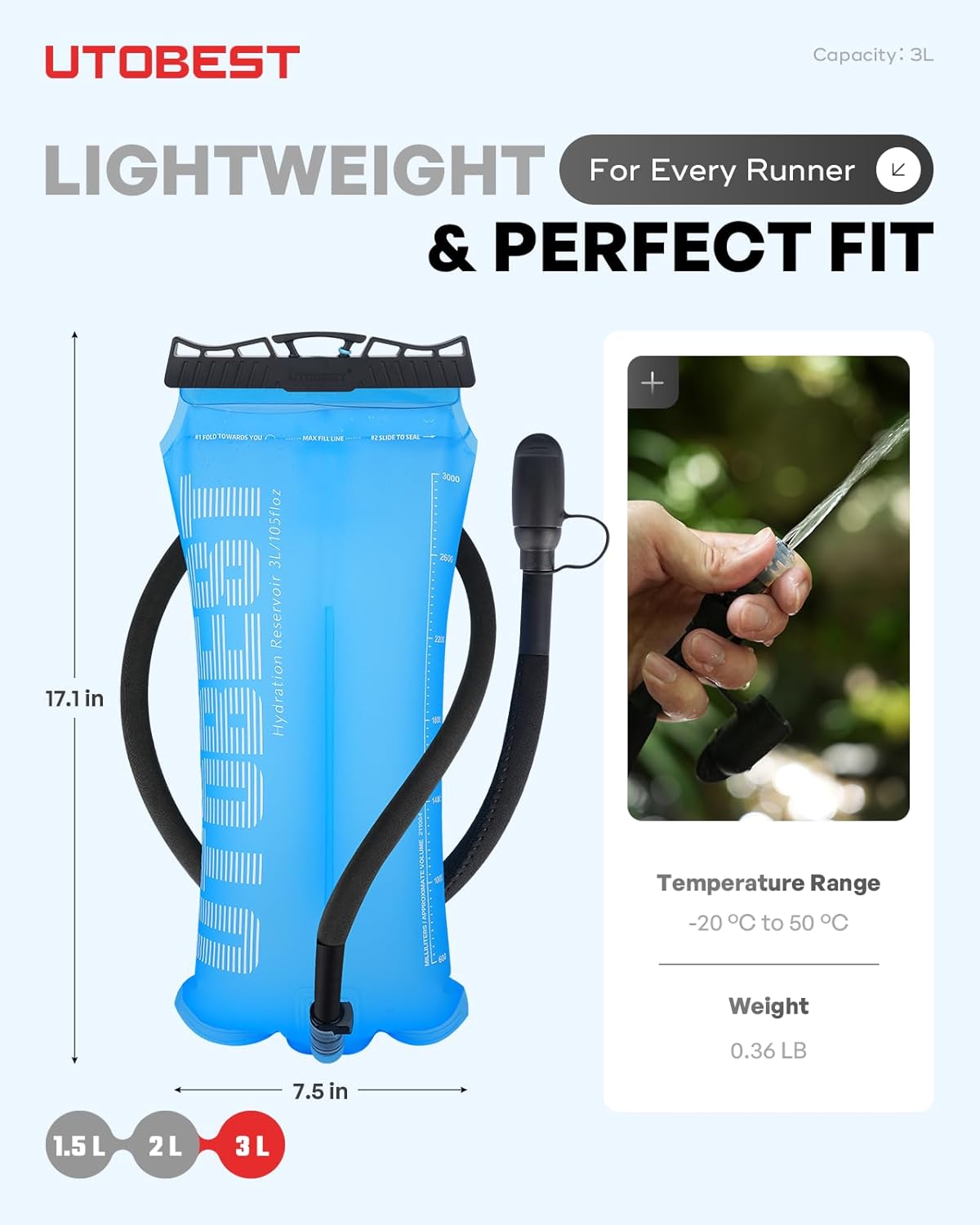 UTOBEST Hydration Bladder - Leakproof, BPA-Free, Wide Opening