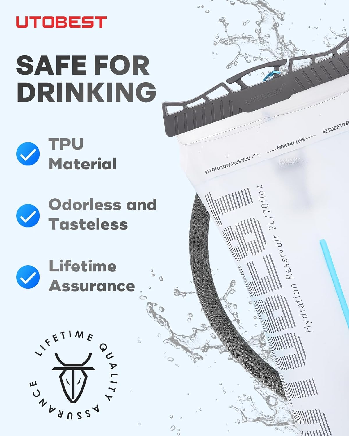 UTOBEST Hydration Bladder - Leakproof, BPA-Free, Wide Opening