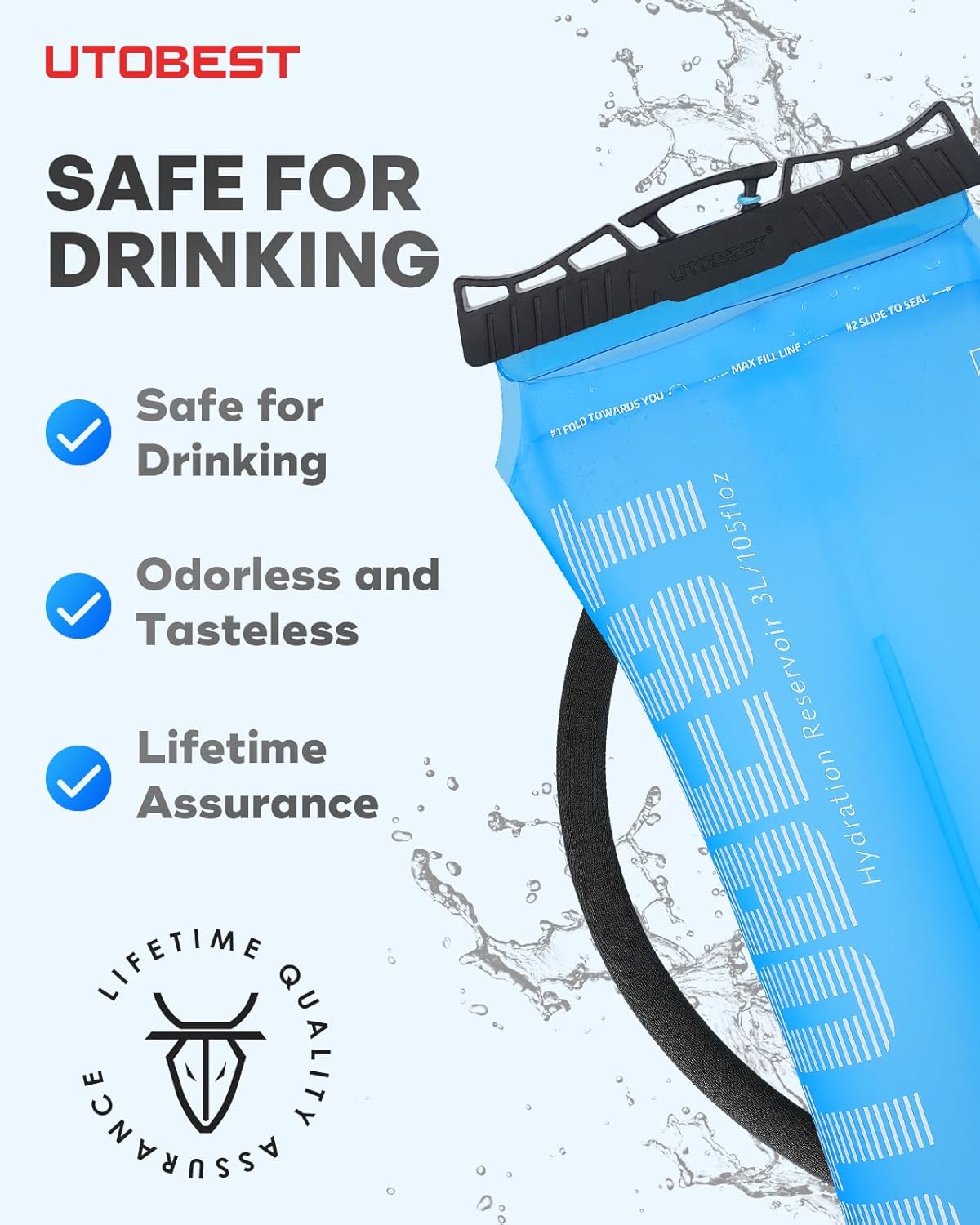 UTOBEST Hydration Bladder - Leakproof, BPA-Free, Wide Opening