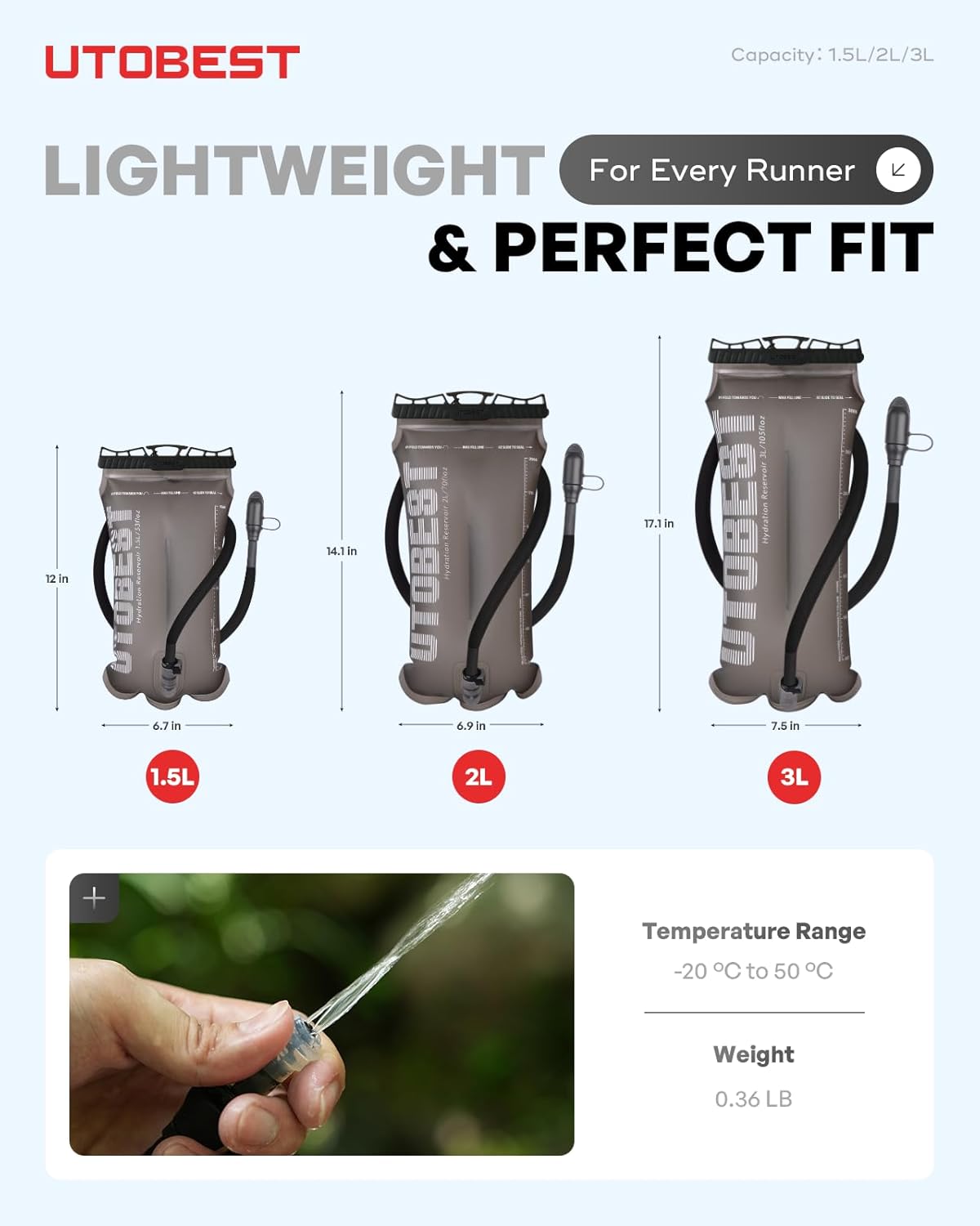 UTOBEST Hydration Bladder - Leakproof, BPA-Free, Wide Opening
