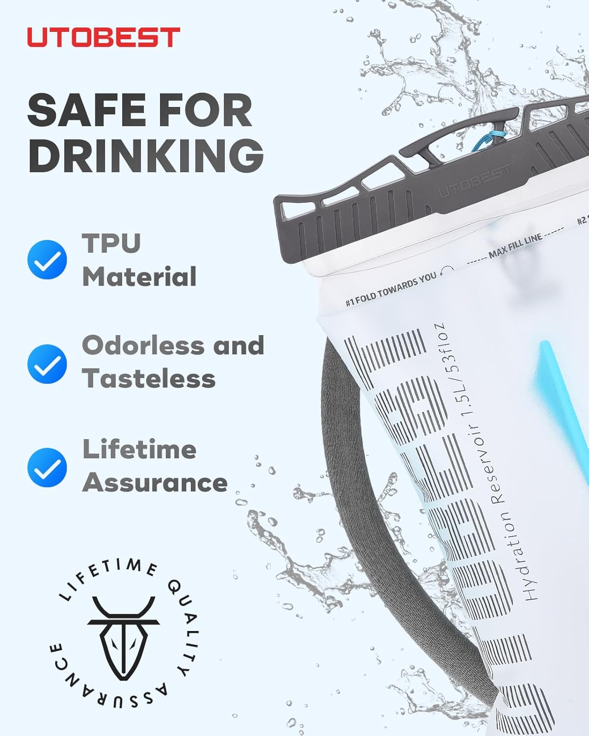 UTOBEST Hydration Bladder - Leakproof, BPA-Free, Wide Opening