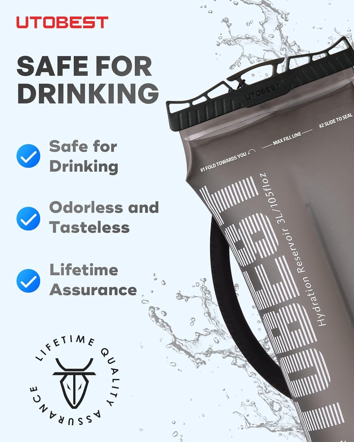 UTOBEST Hydration Bladder - Leakproof, BPA-Free, Wide Opening