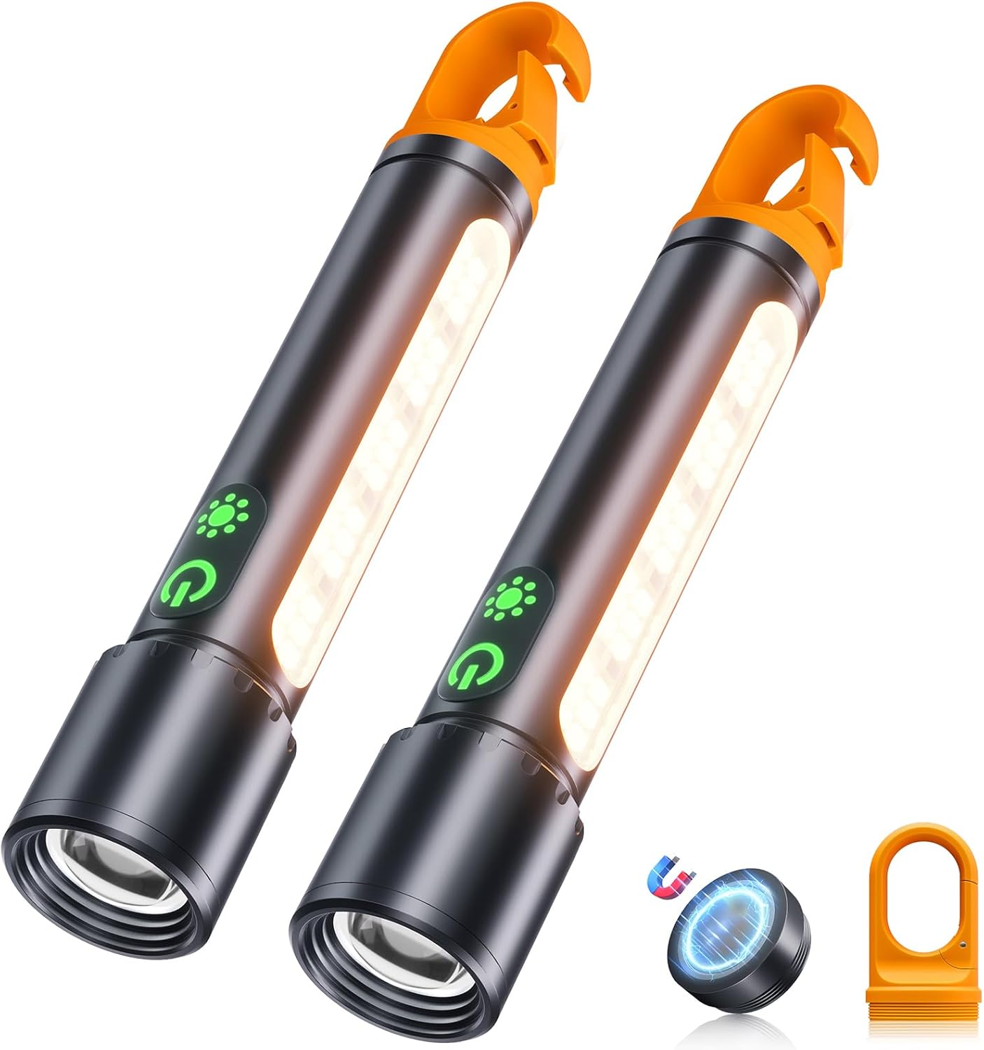 Magnetic Rechargeable Flashlight, 2000LM 5000mAh, 9 Modes, Waterproof
