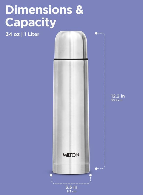 Milton 24Hr Thermosteel Flask,350ml-1000ml,Vacuum Insulated,Leak-Proof
