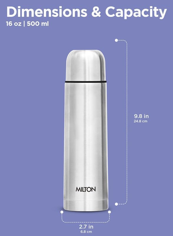 Milton 24Hr Thermosteel Flask,350ml-1000ml,Vacuum Insulated,Leak-Proof