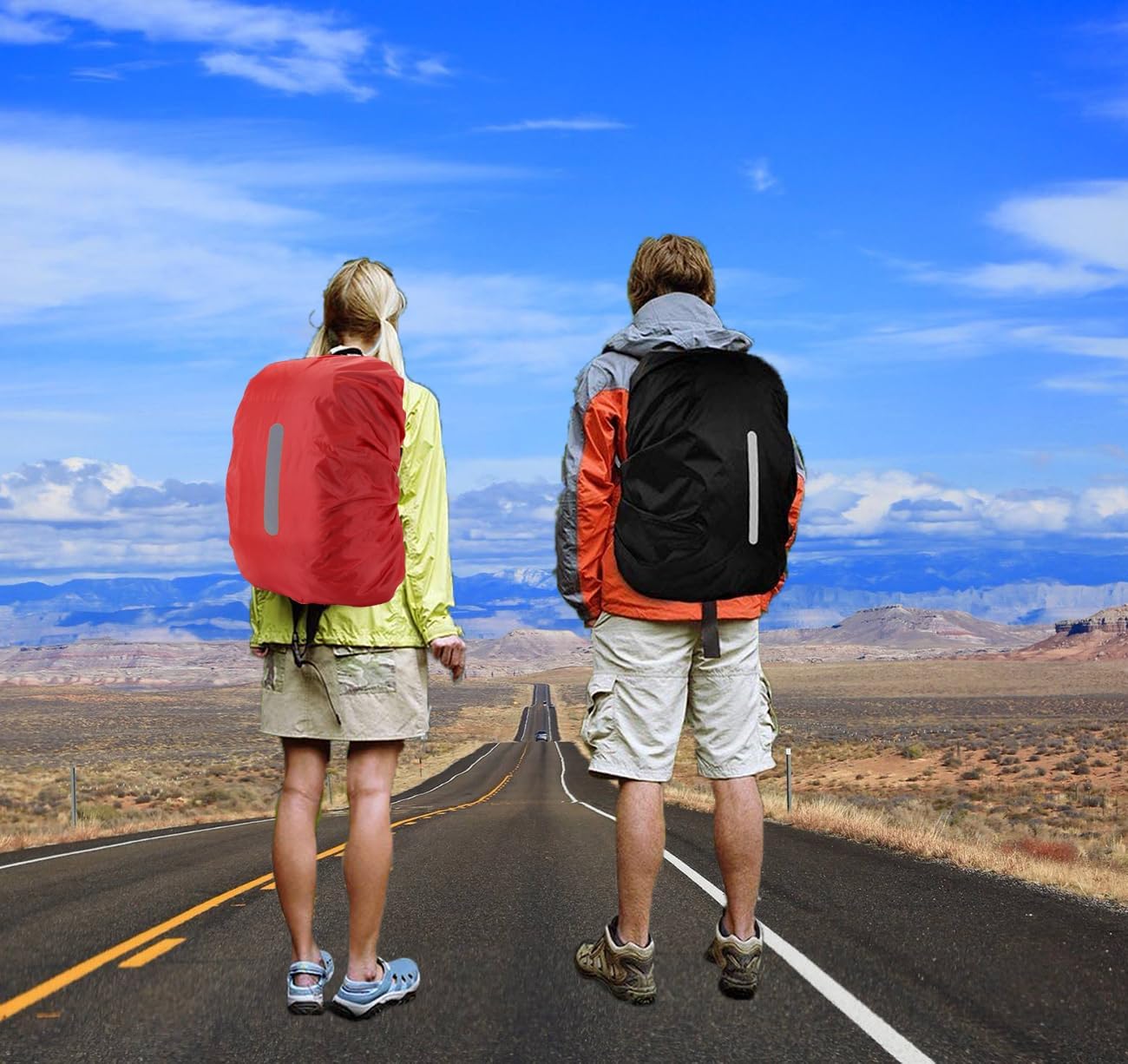 2 Pack S Waterproof Backpack Covers 15-25L, Reflective Rain Protection