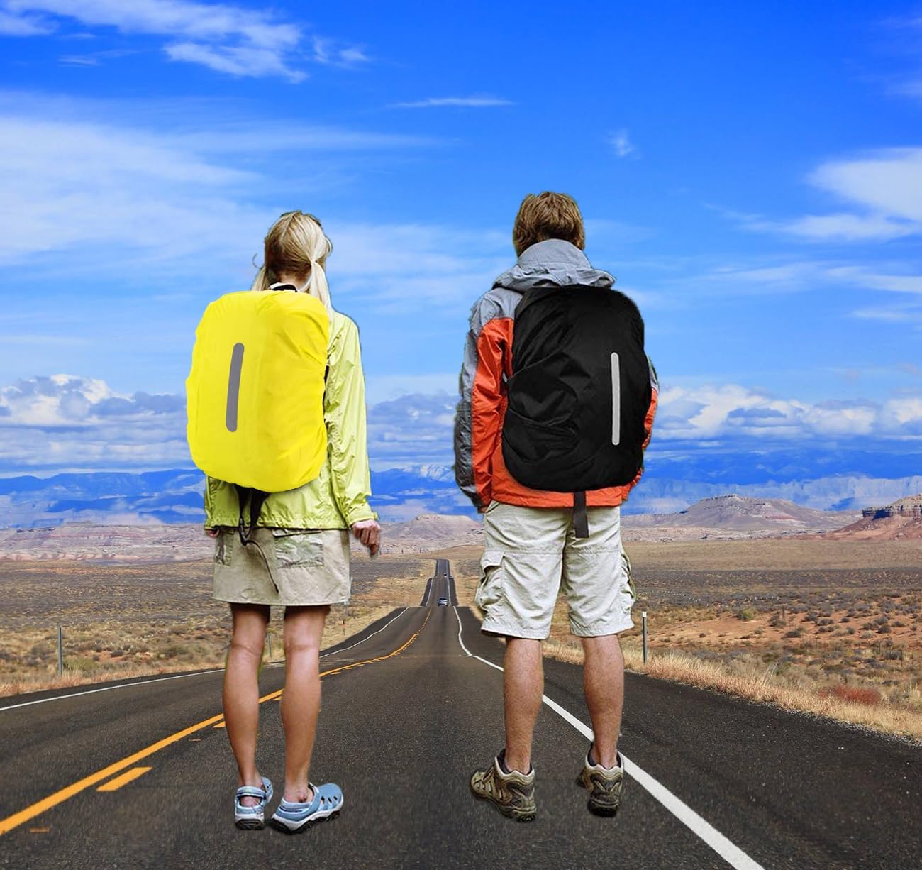 2 Pack S Waterproof Backpack Covers 15-25L, Reflective Rain Protection