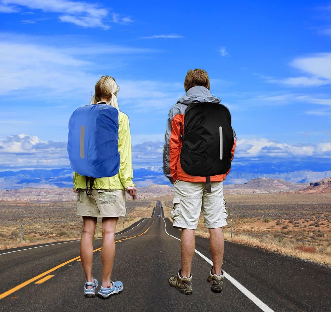 2 Pack S Waterproof Backpack Covers 15-25L, Reflective Rain Protection