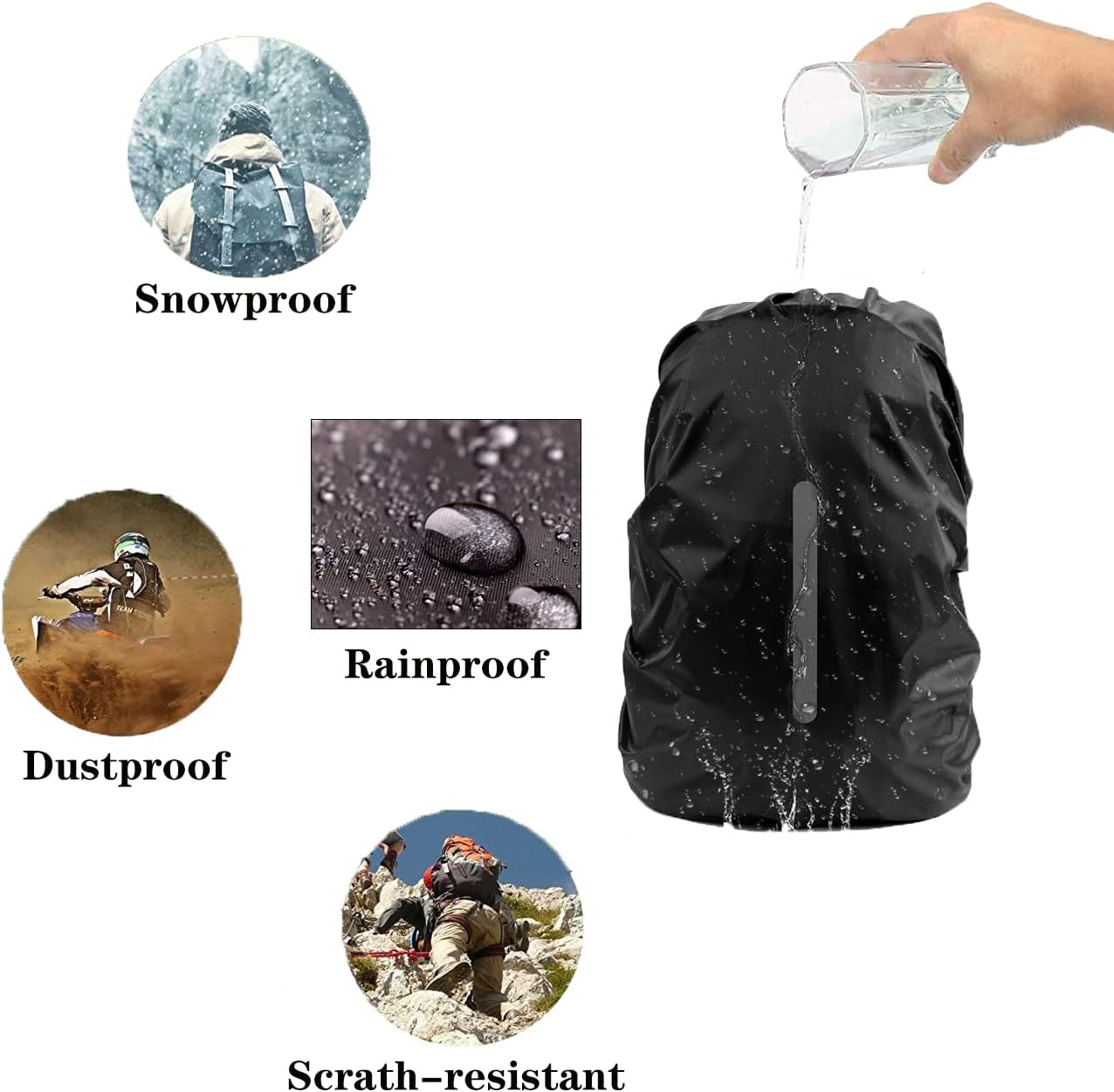 2 Pack L Waterproof Backpack Covers 40-55L, Reflective Rain Protection