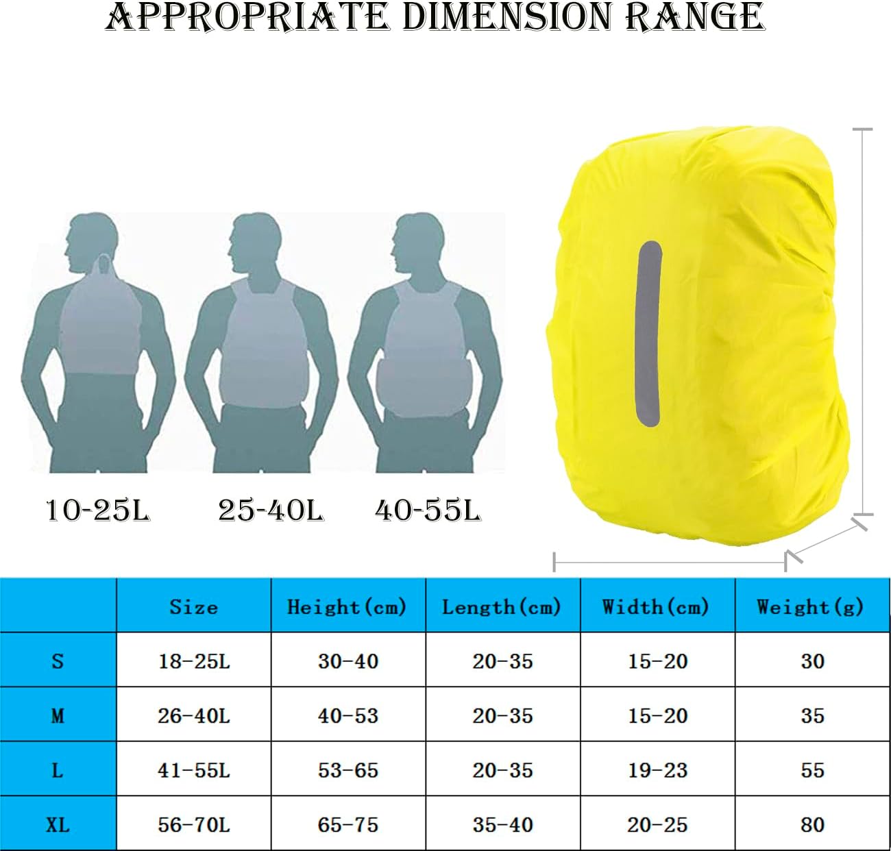 2 Pack XL Waterproof Backpack Covers 56-70L Reflective Rain Protection