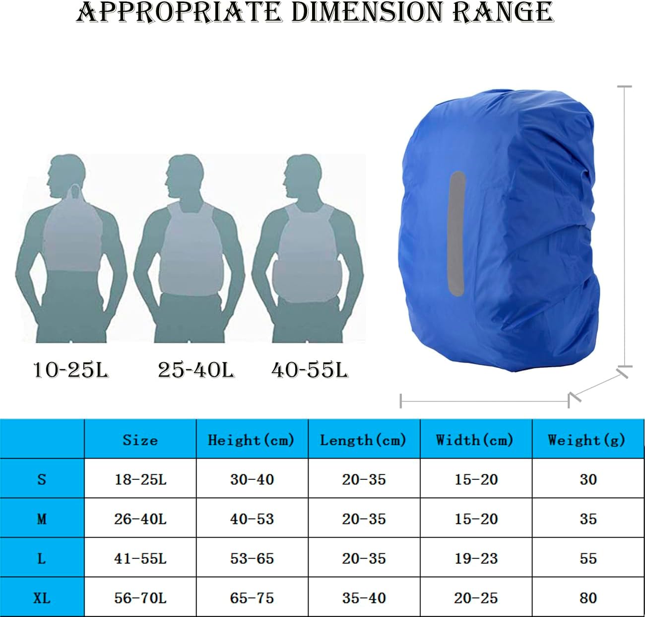 2 Pack XL Waterproof Backpack Covers 56-70L Reflective Rain Protection