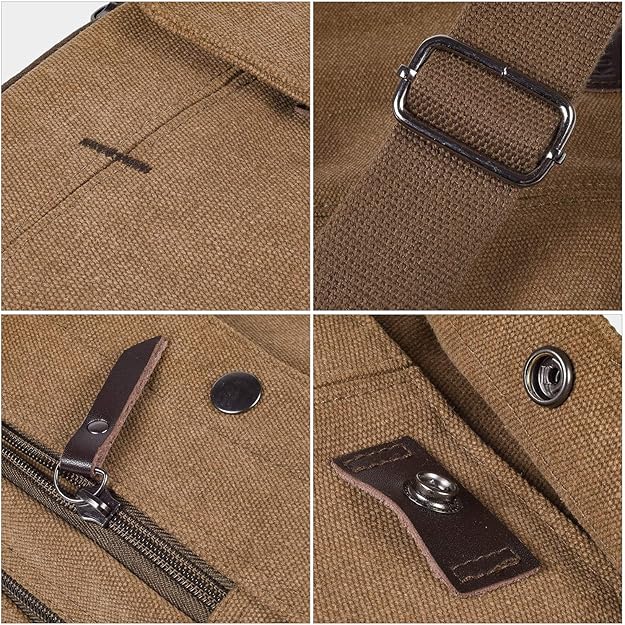 Vintage Canvas Messenger Bag, Mini Crossbody Sling Bag for Men & Women