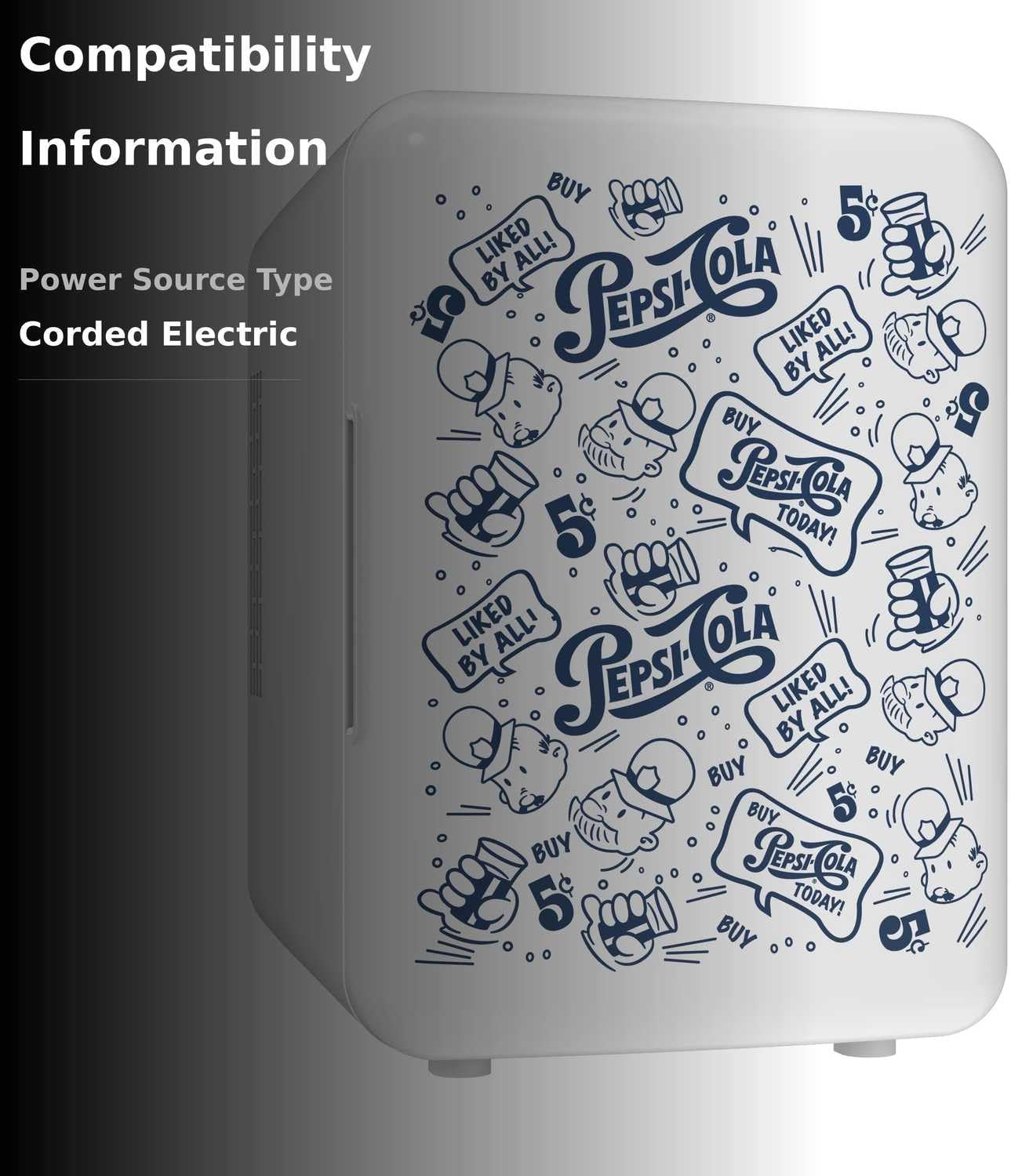 Pepsi Mini Fridge - 4L Portable Cooler & Warmer for Car & Home