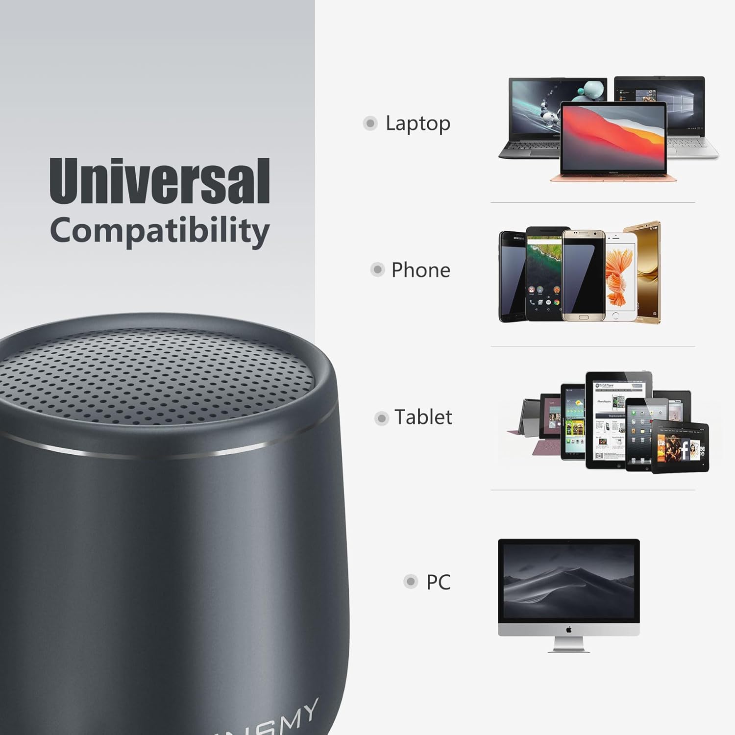 Mini Metal Bluetooth Speaker - IP65 Waterproof, 10H Play, Stereo Sound