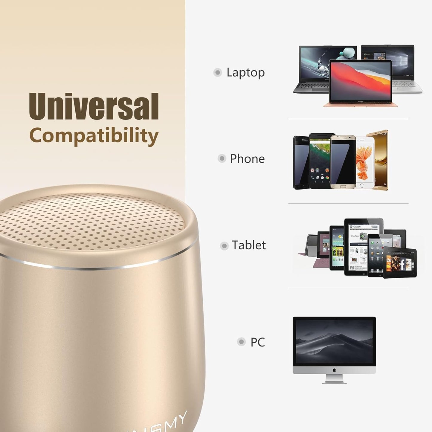 Mini Metal Bluetooth Speaker - IP65 Waterproof, 10H Play, Stereo Sound