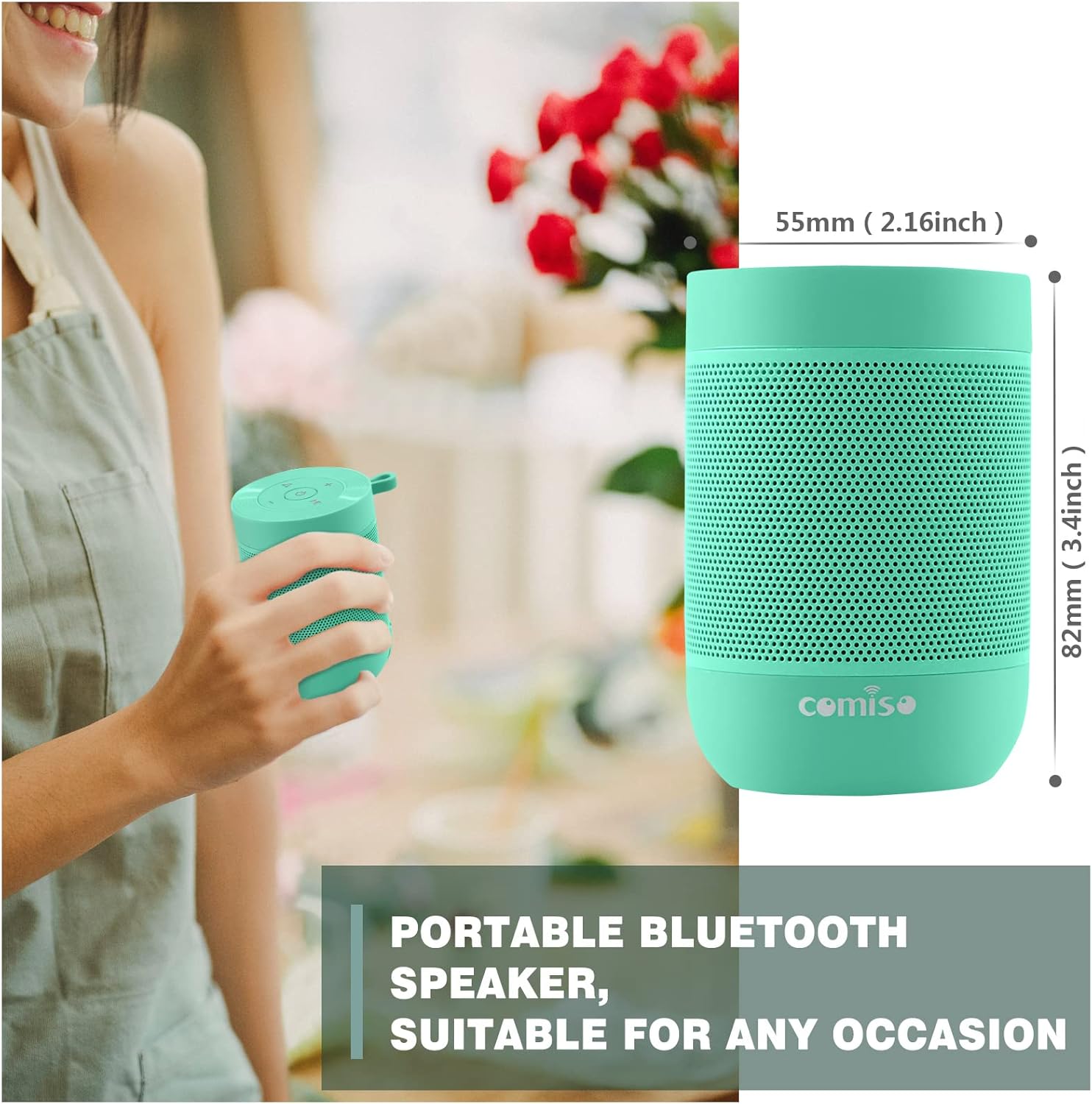 Portable Bluetooth Speaker - 360° Sound, IP65 Waterproof, 10H Play