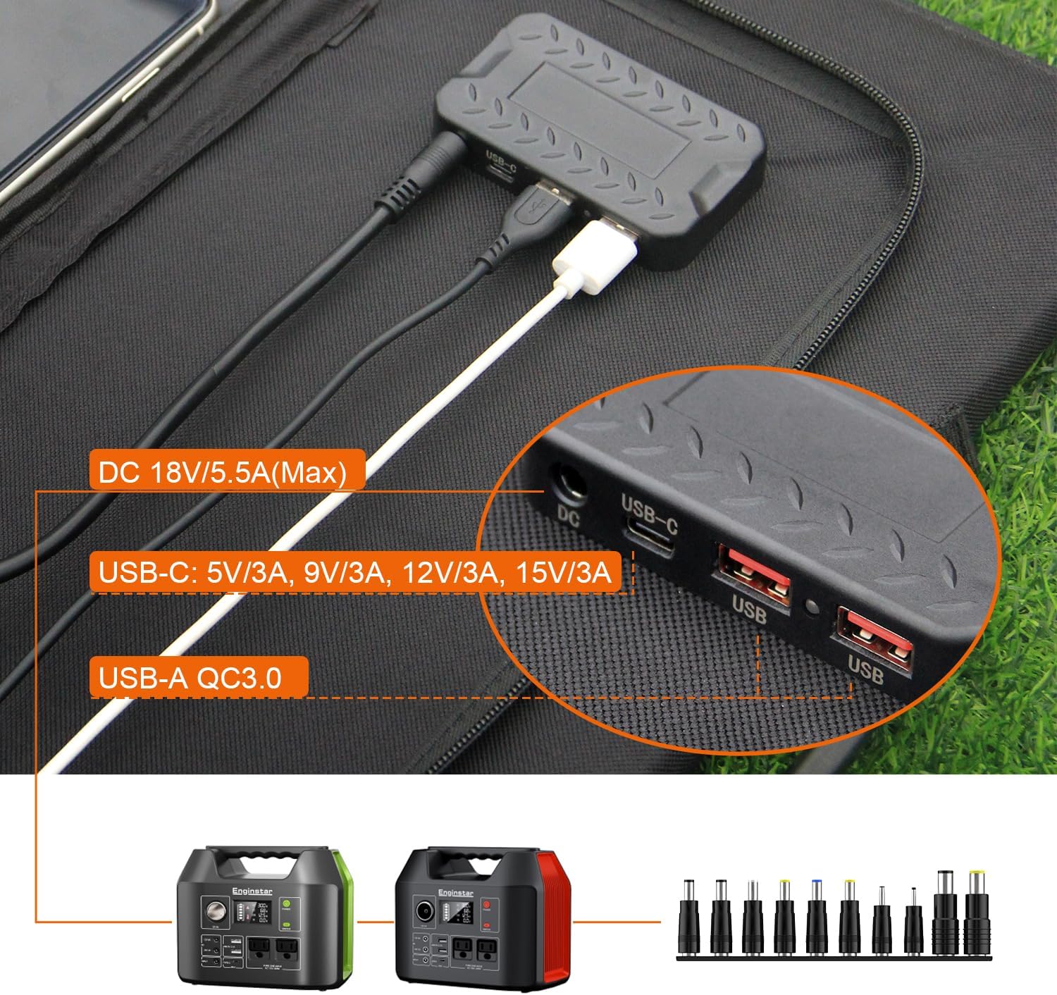 EnginStar Solar Panel 22W-100W | Solar Charger for Power Station