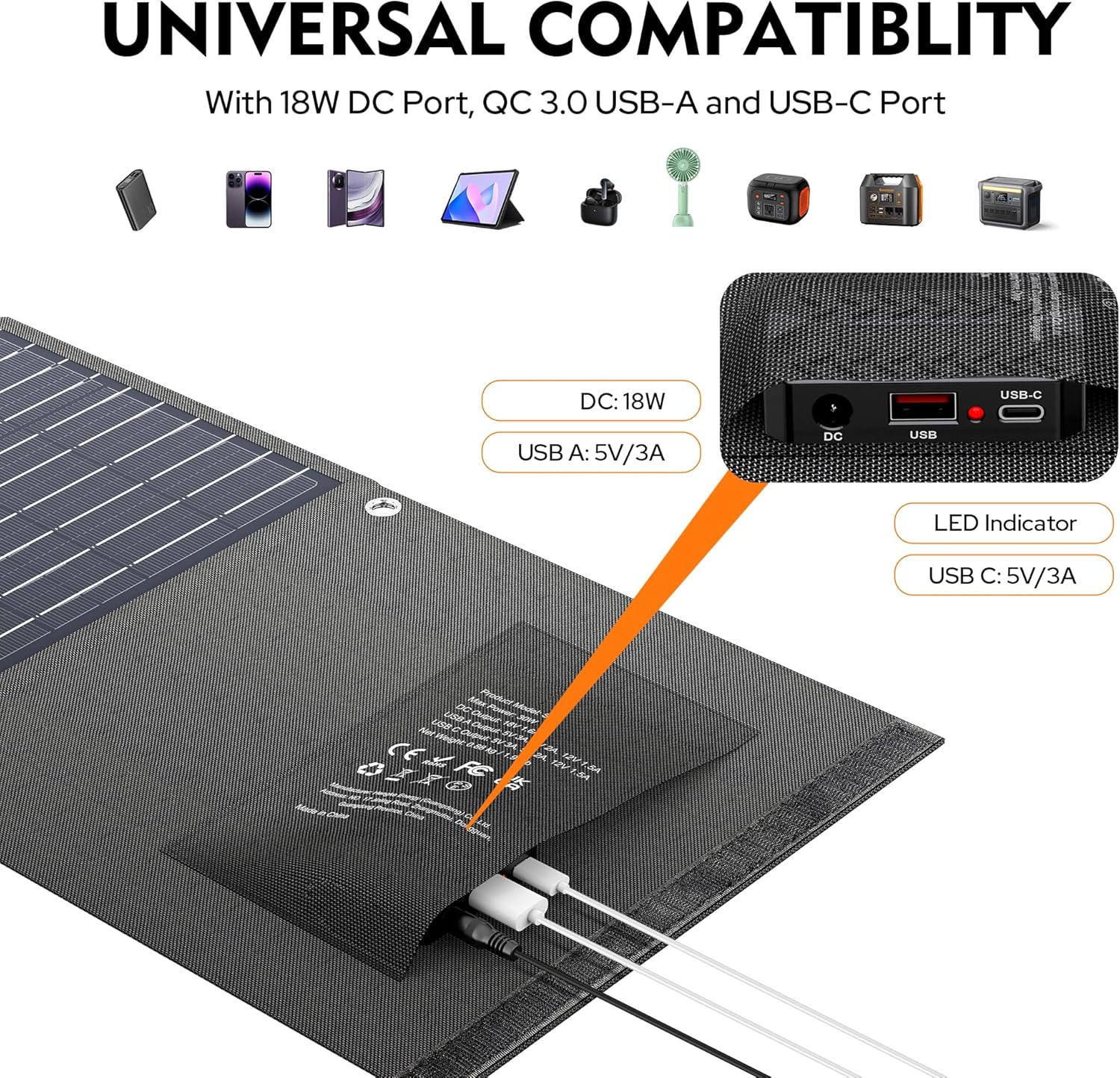 EnginStar Solar Panel 22W-100W | Solar Charger for Power Station