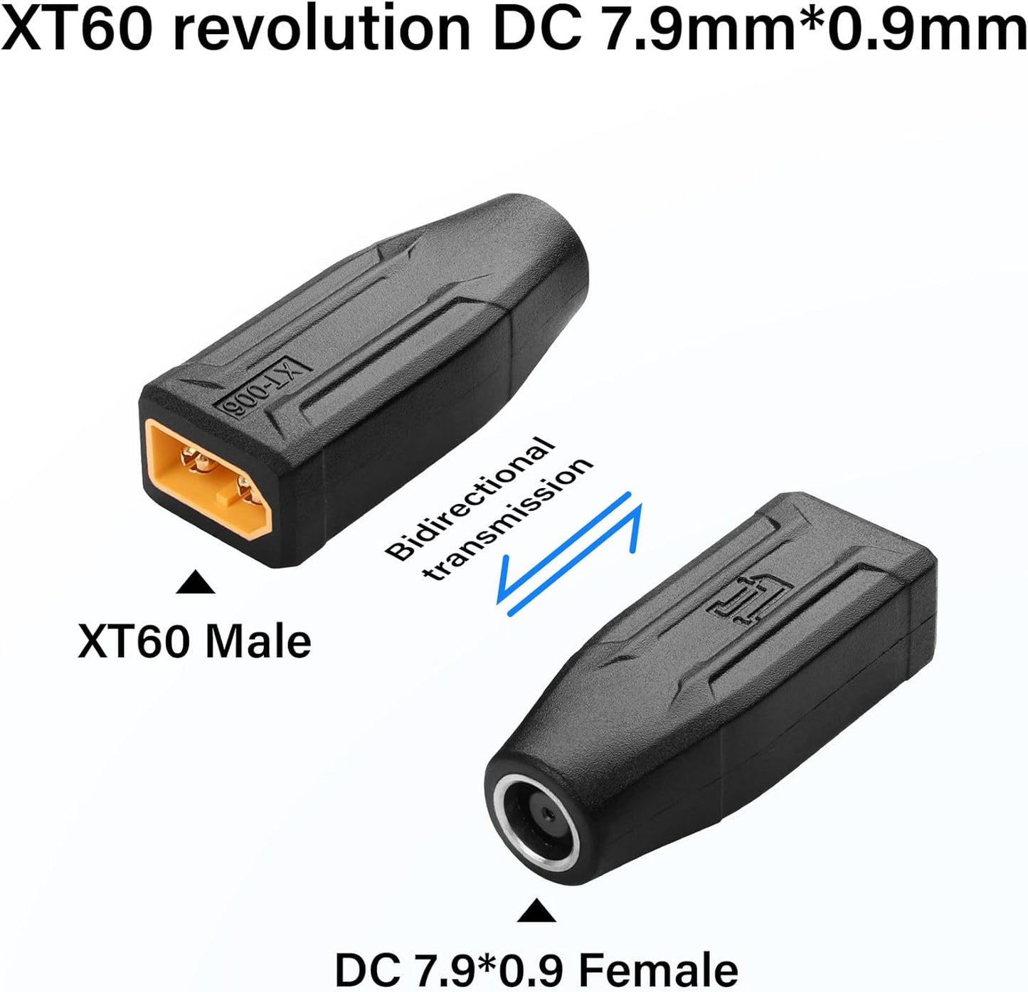 2-Pack XT60 to DC7909 Adapter | Plug & Play for Solar & Power Station