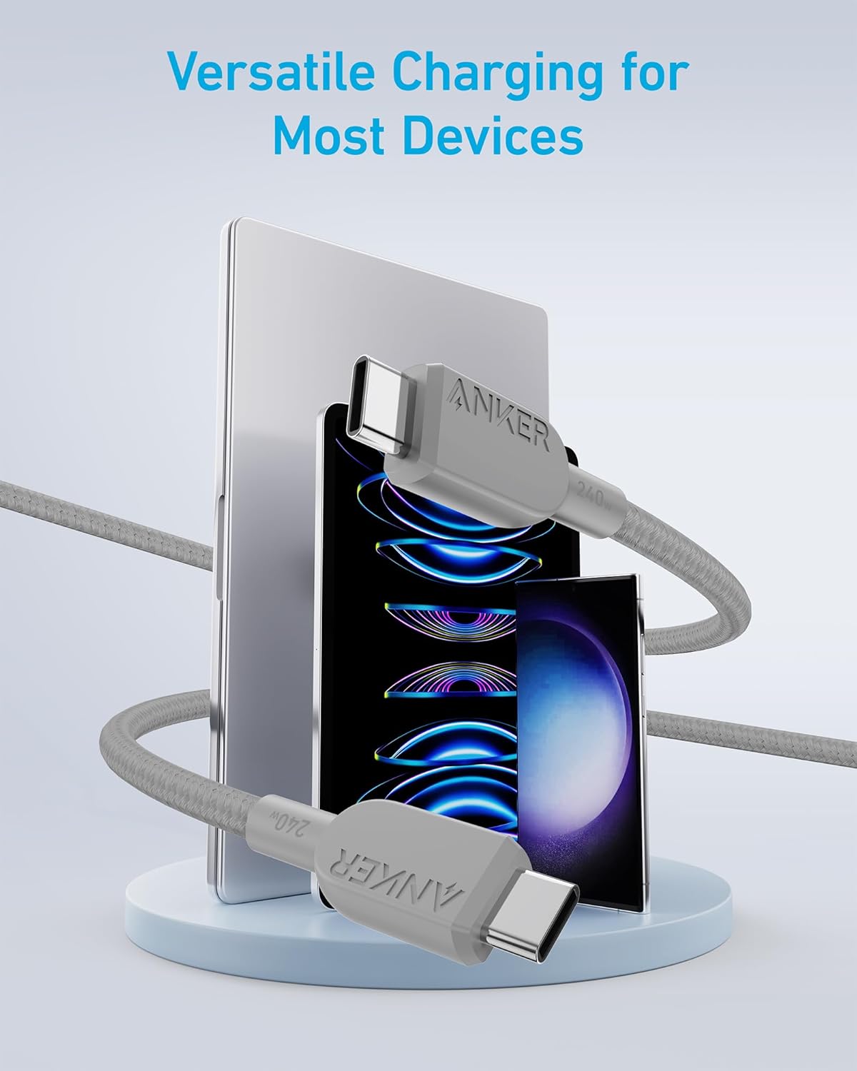 Anker 240W USB-C Cable 2-Pack | 3FT Fast Charging Cord