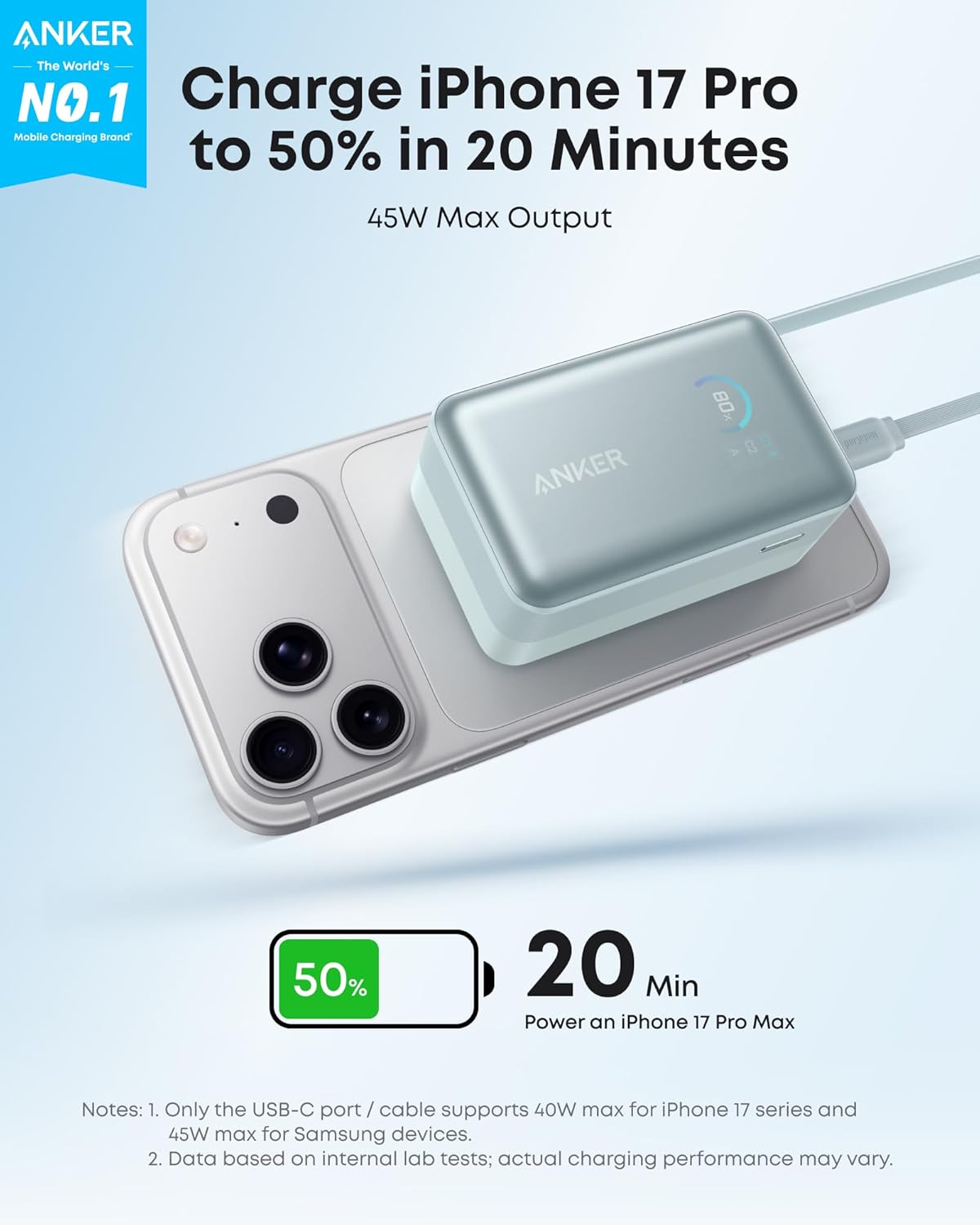 Anker Nano 10K Power Bank | 45W Fast Charging & Built-In Cable