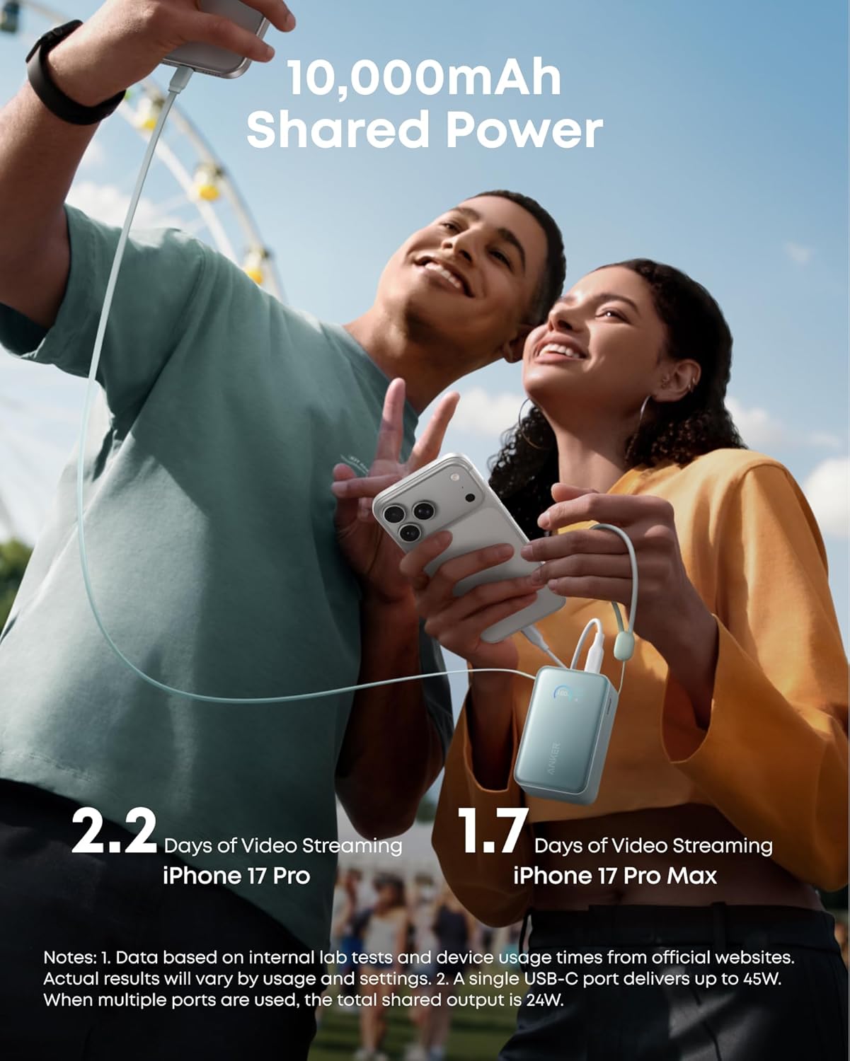 Anker Nano 10K Power Bank | 45W Fast Charging & Built-In Cable