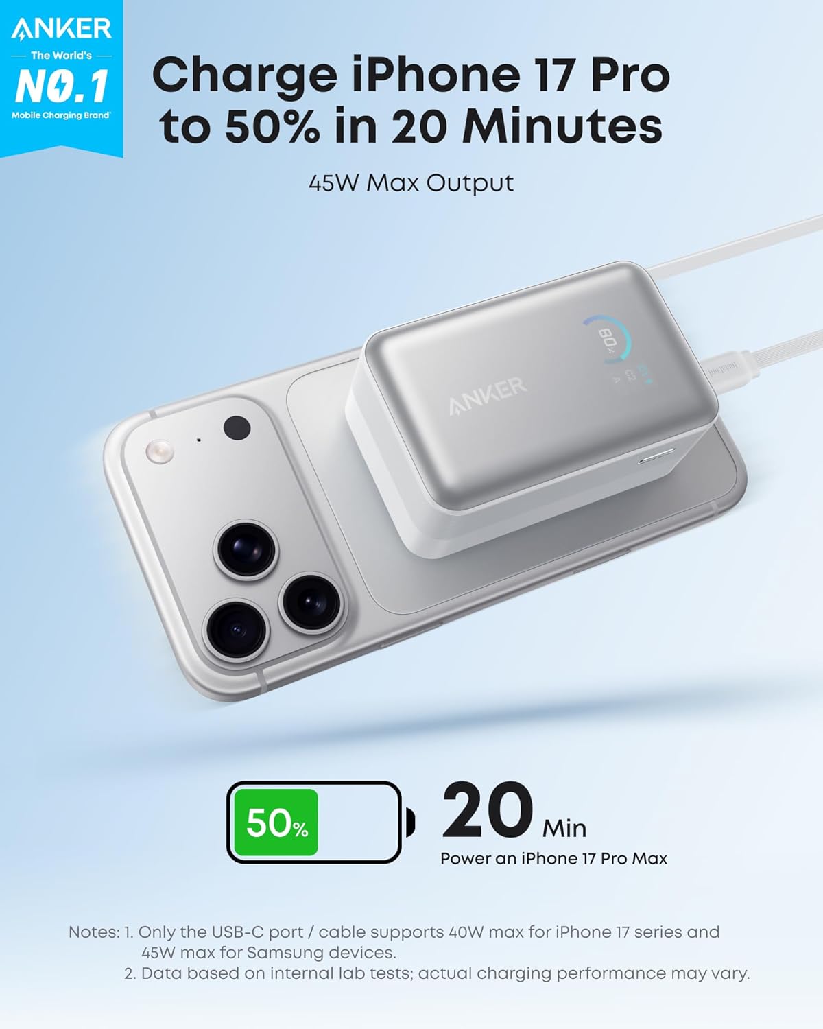 Anker Nano 10K Power Bank | 45W Fast Charging & Built-In Cable