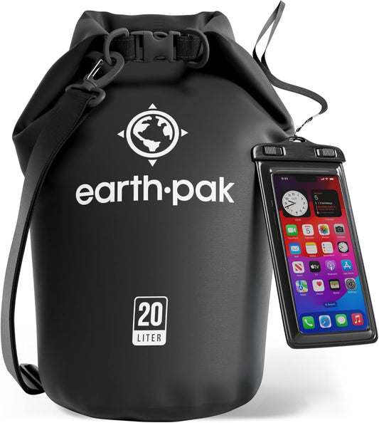 Earth Pak Waterproof Dry Bag – 20L-30L Roll-Top Backpack for Kayaking