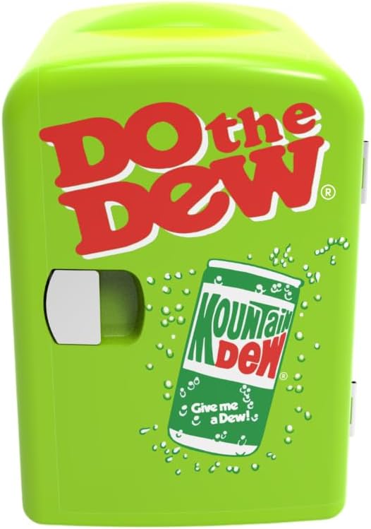 Mountain Dew Mini Fridge - 4L Retro Cooler for Drinks & Snacks