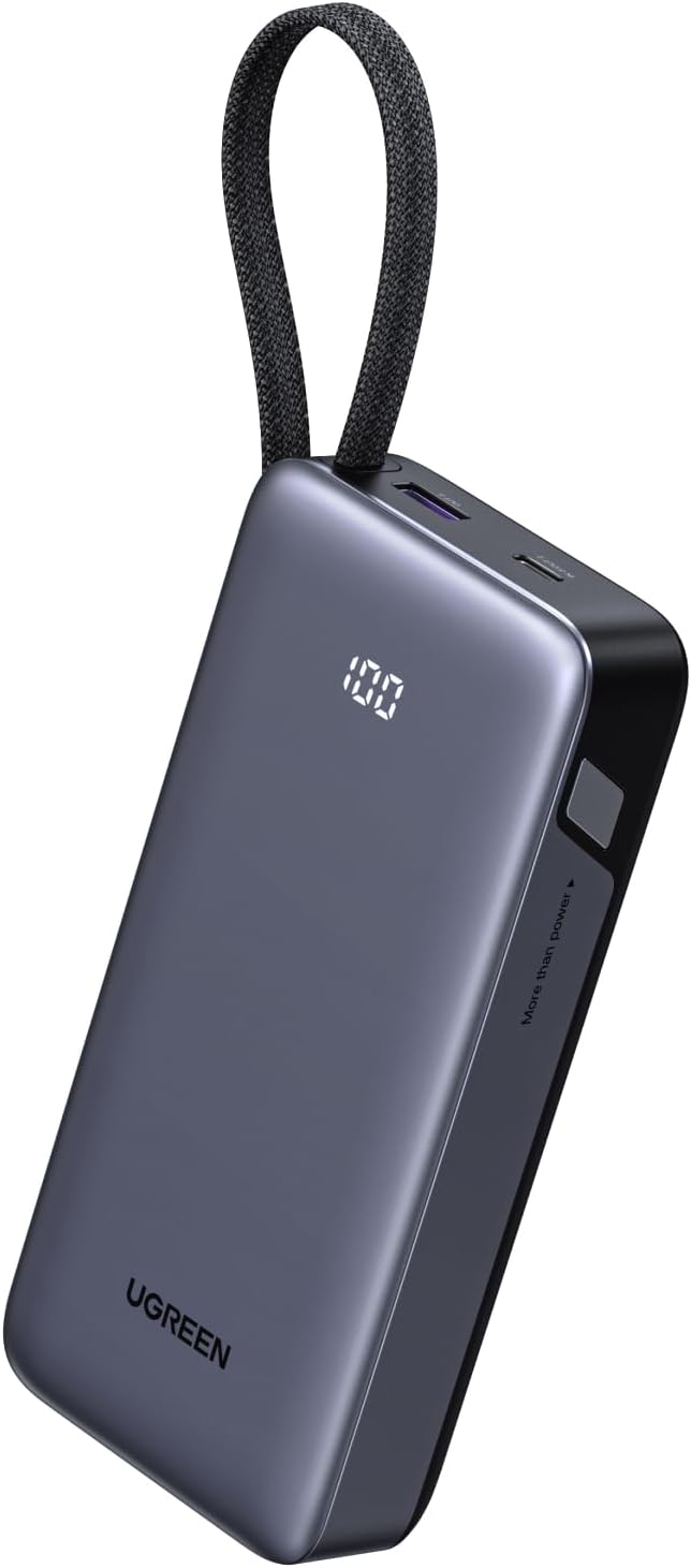 UGREEN 45W Power Bank 20,000mAh w/ Built-in Cable - 2x iPad Charges