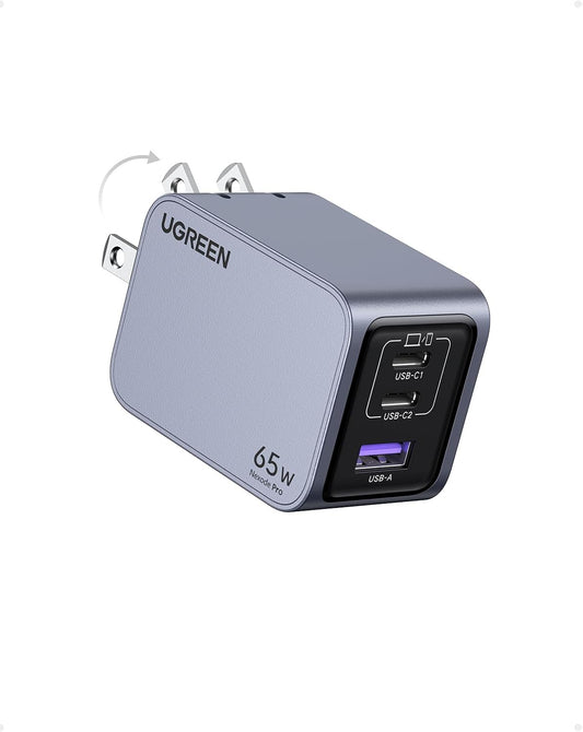 UGREEN 65W GaN Charger: 3-Port Foldable Fast Charger