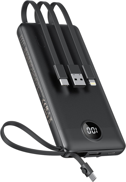 Portable Charger w/Built-in Cables - 10000/20000/30000mAh