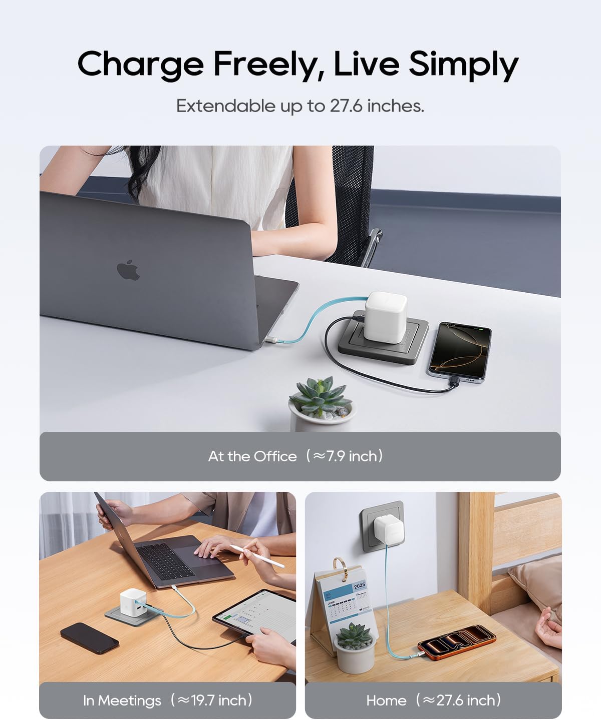 CUKTECH CP6 65W GaN USB C Charger Retractable Cable Fast Charging