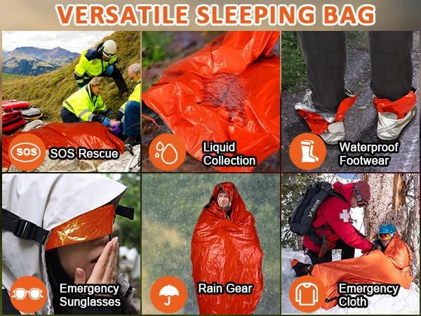 2/4/6/8 Pack Emergency Sleeping Bags Waterproof, Survival, Lightweight