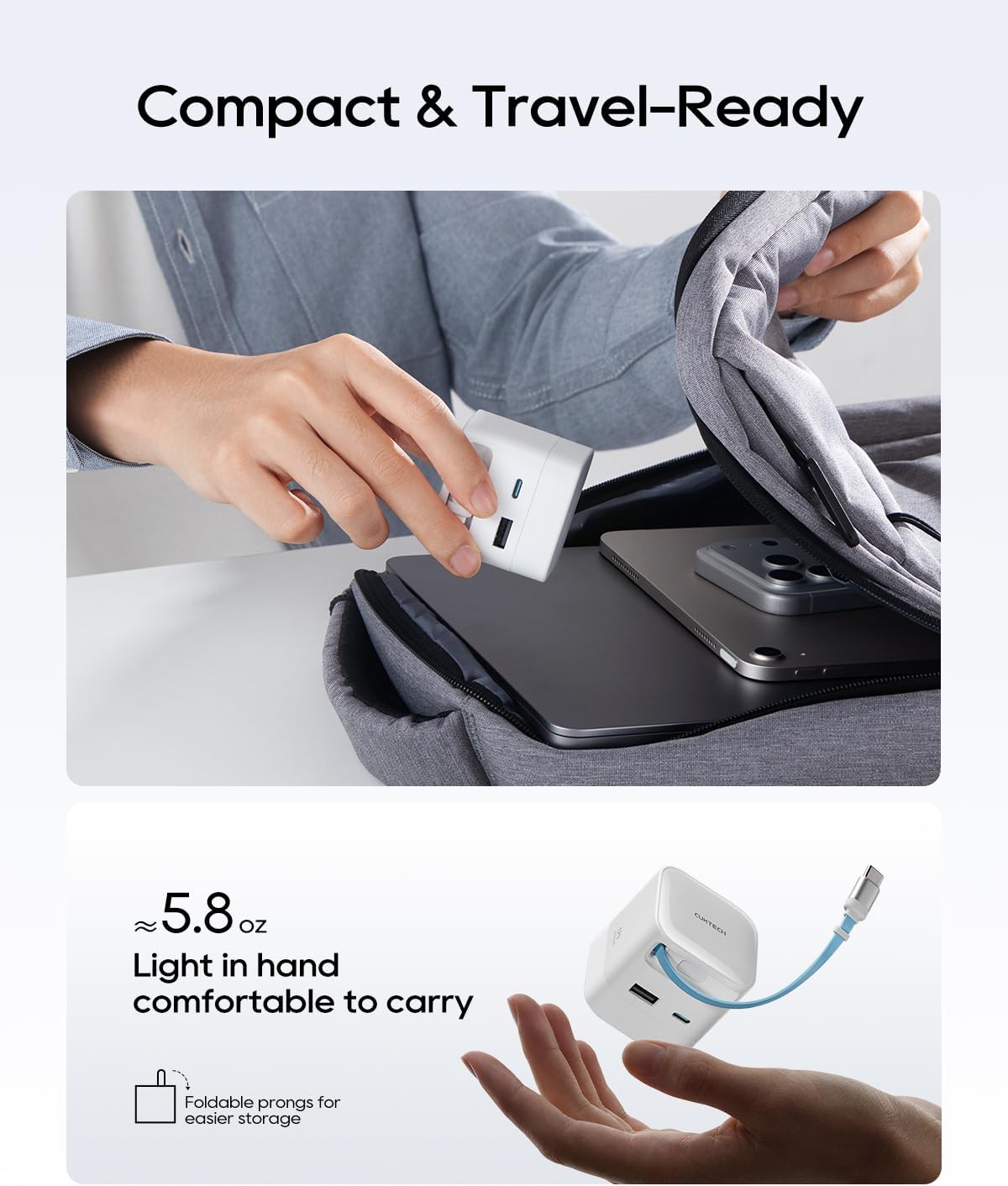 CUKTECH CP6 65W GaN USB C Charger Retractable Cable Fast Charging