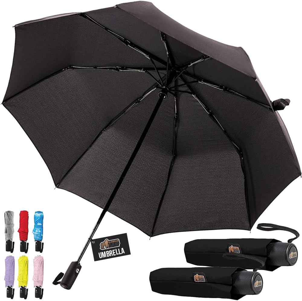 Gorilla Grip Windproof Umbrella – Auto Open, 42" UV+Storm Proof