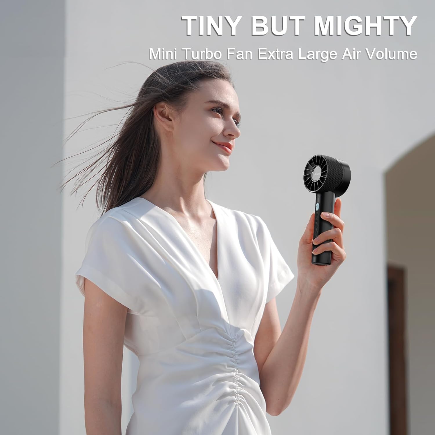 JRISBO Portable Handheld Fan – 4-Speed High-Power Cooling, 2600mAh USB-C Rechargeable | Ultra-Quiet & Lightweight for Travel, Office, Outdoors (Free Neck Lanyard!)