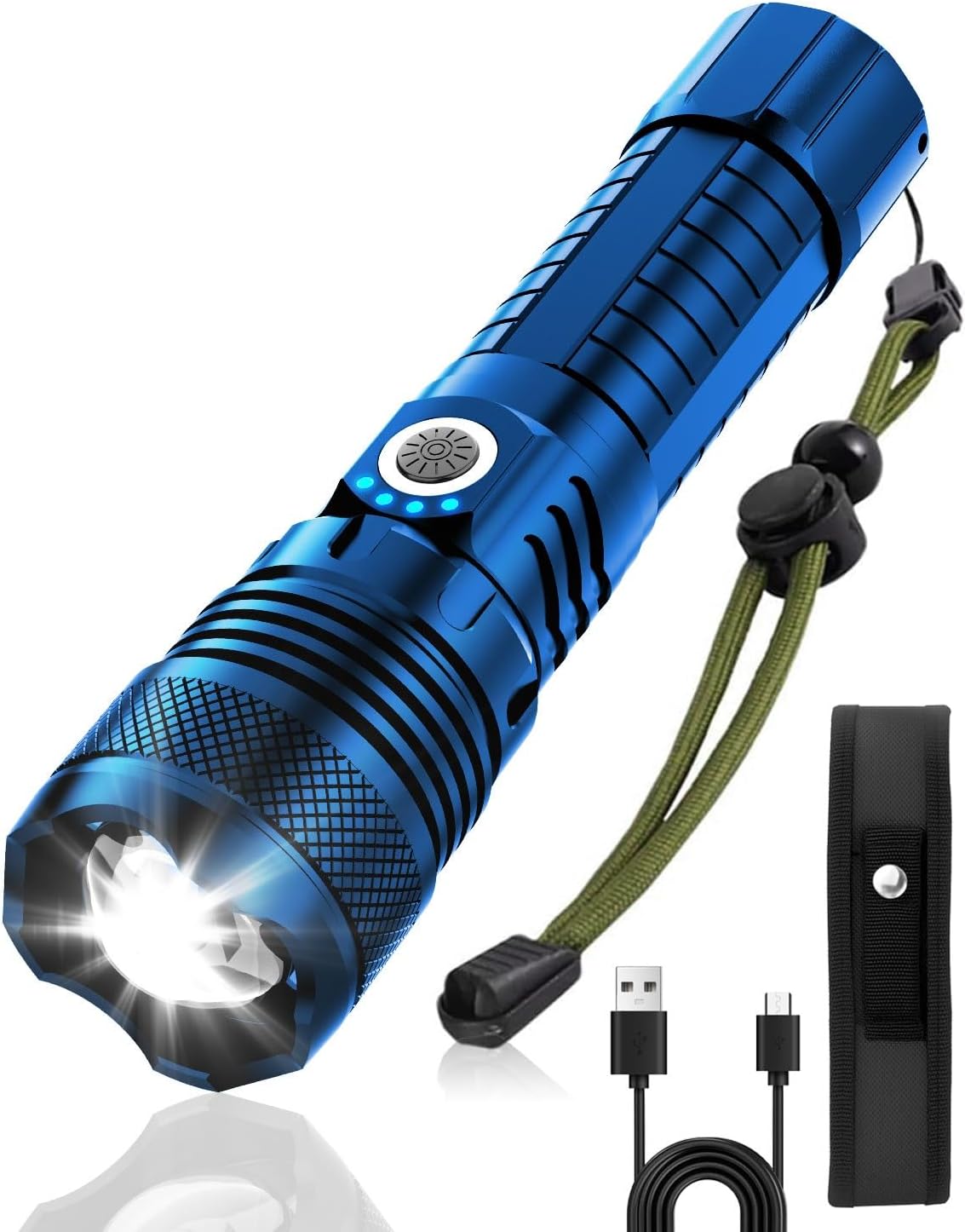Color Tactical Flashlight - Rechargeable, Zoomable, 5 Modes, USA Stock