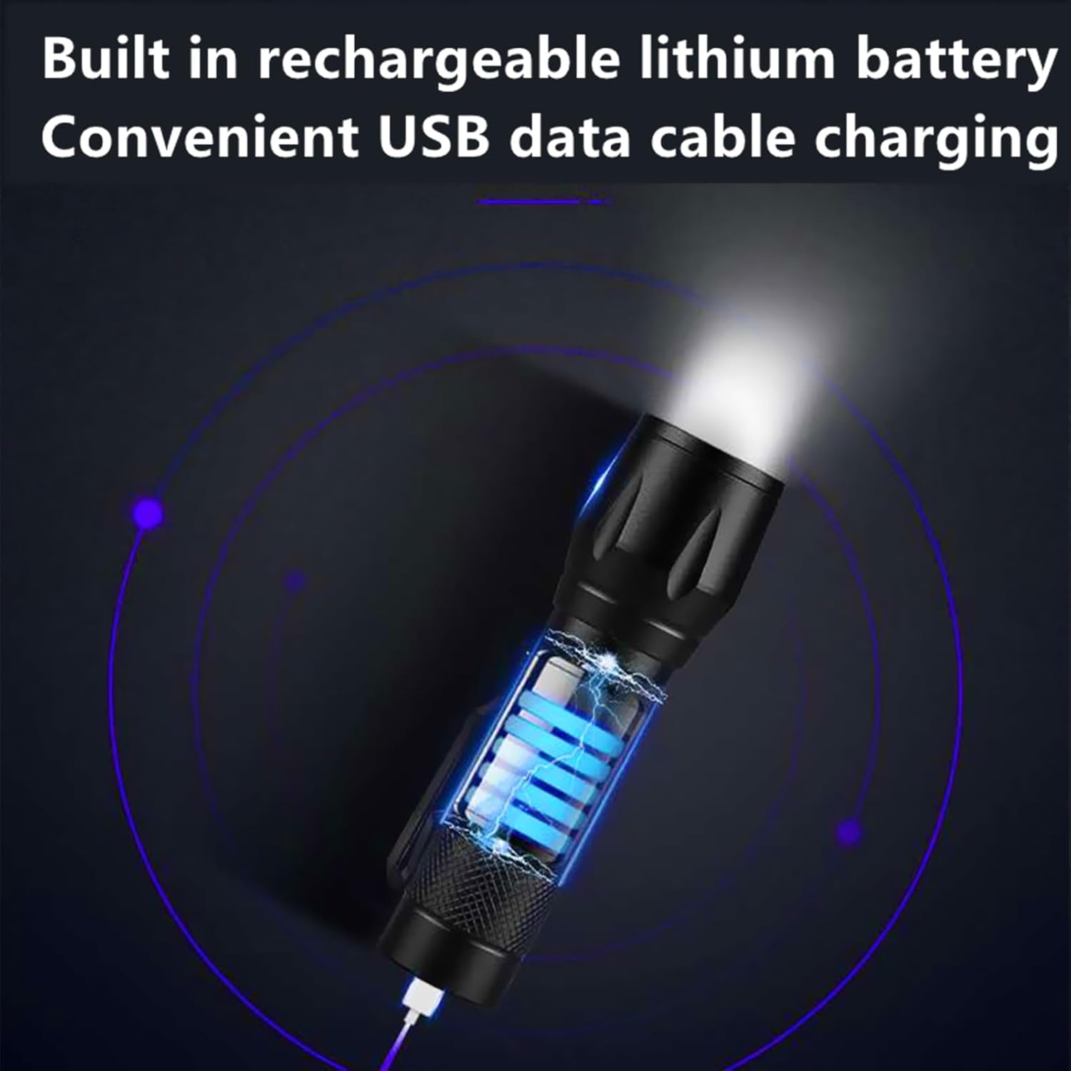 300LM Mini Flashlight - USB Rechargeable, 3 Modes & Zoomable | Pocket-Sized, Waterproof EDC Light for Emergencies
