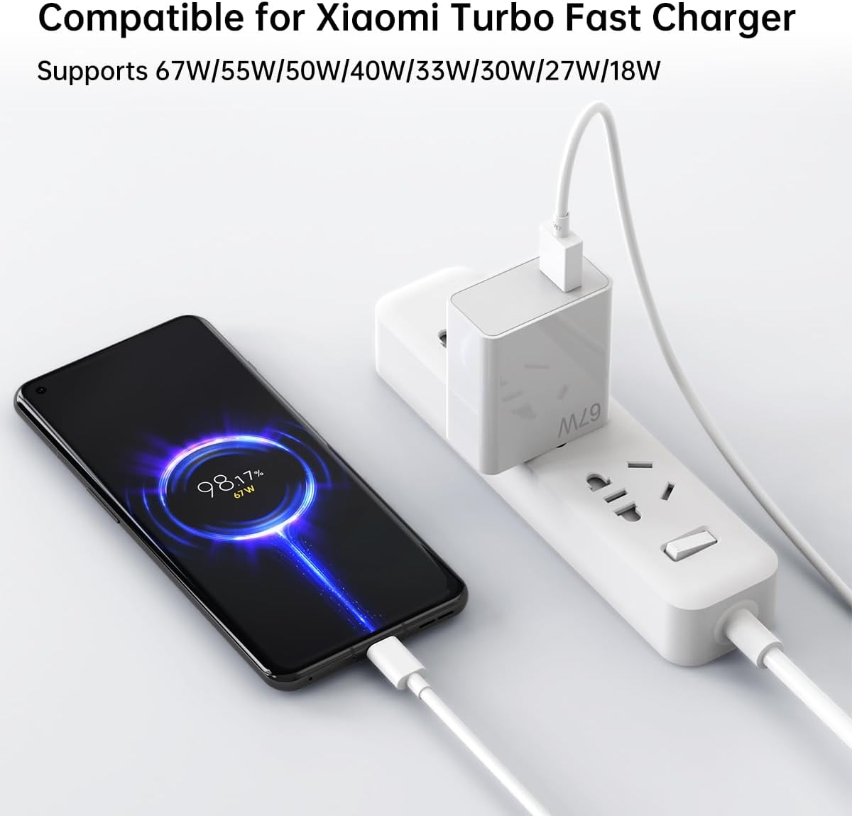 67W Xiaomi Fast Wall Charger - Compatible with Xiaomi Phones