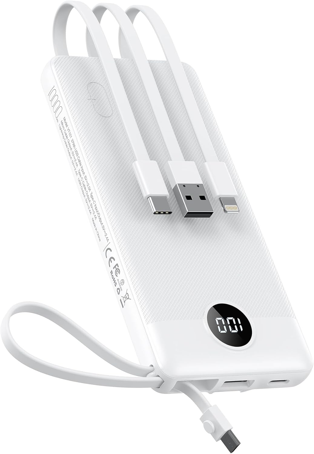 Portable Charger w/Built-in Cables - 10000/20000/30000mAh